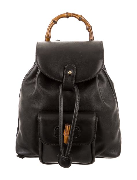 gucci vintage bamboo backpack glossy black|gucci vintage bamboo handle handbag.